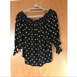 Off-the-Shoulder Polka Dot Top